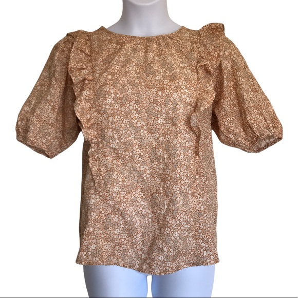 Universal Thread Yellow Floral Ruffled Top Size Medium - Picture 1 of 8